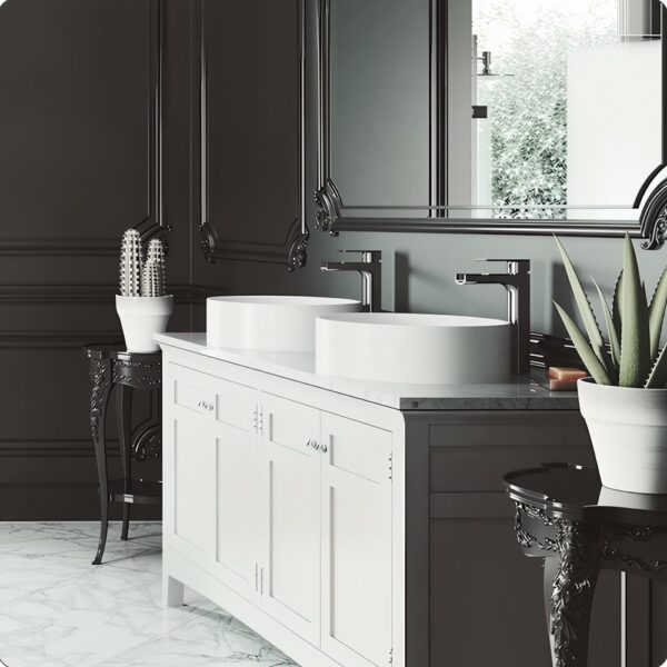 Anvil Modern White Matte Stone 16 in. L x 16 in. W x 5 in. H Round Vessel Bathroom Sink